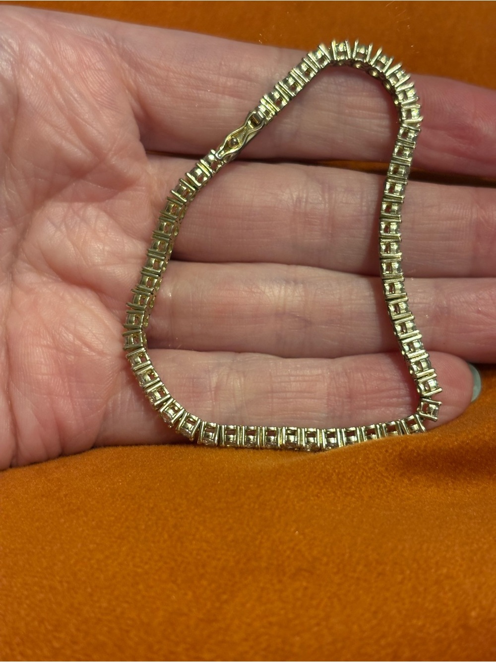14K Gold Plated Tennis Bracelet w/ CZ stones - Picture 4 of 8